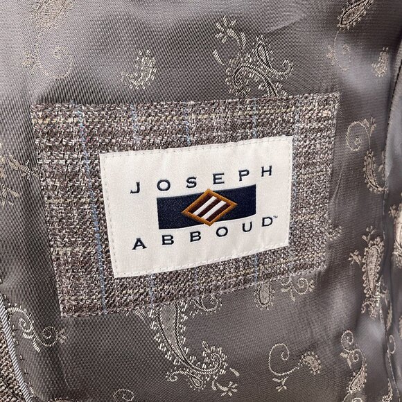Joseph Abboud Blazer Men 40‎ Brown Blue Plaid Nova Fides Heritage Linen Jacket - Picture 11 of 15